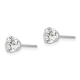 14K White Gold CZ Stud Earrings with Polished Rhodium Finish